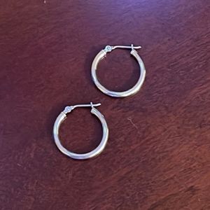 14k solid White Gold Hoops